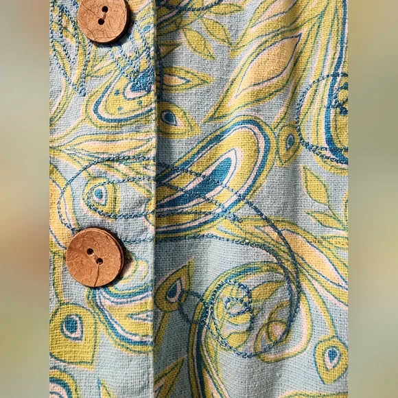 Coldwater Creek Embroidered Paisley Barn Coat SMALL Pastel Coastal Grandma - Picture 3 of 6